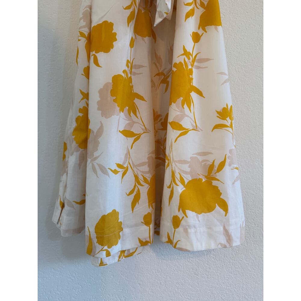 NWT Ann Taylor Floral Belted Dress Womens XXS Petite Cottagecore Cotton Yellow - Picture 6 of 12